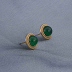 Classic Green Stud Gold Earrings