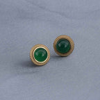 Classic Green Stud Gold Earrings