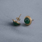 Classic Green Stud Gold Earrings