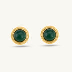 Classic Green Stud Gold Earrings