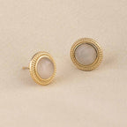 Circular White Gold Stud Earrings