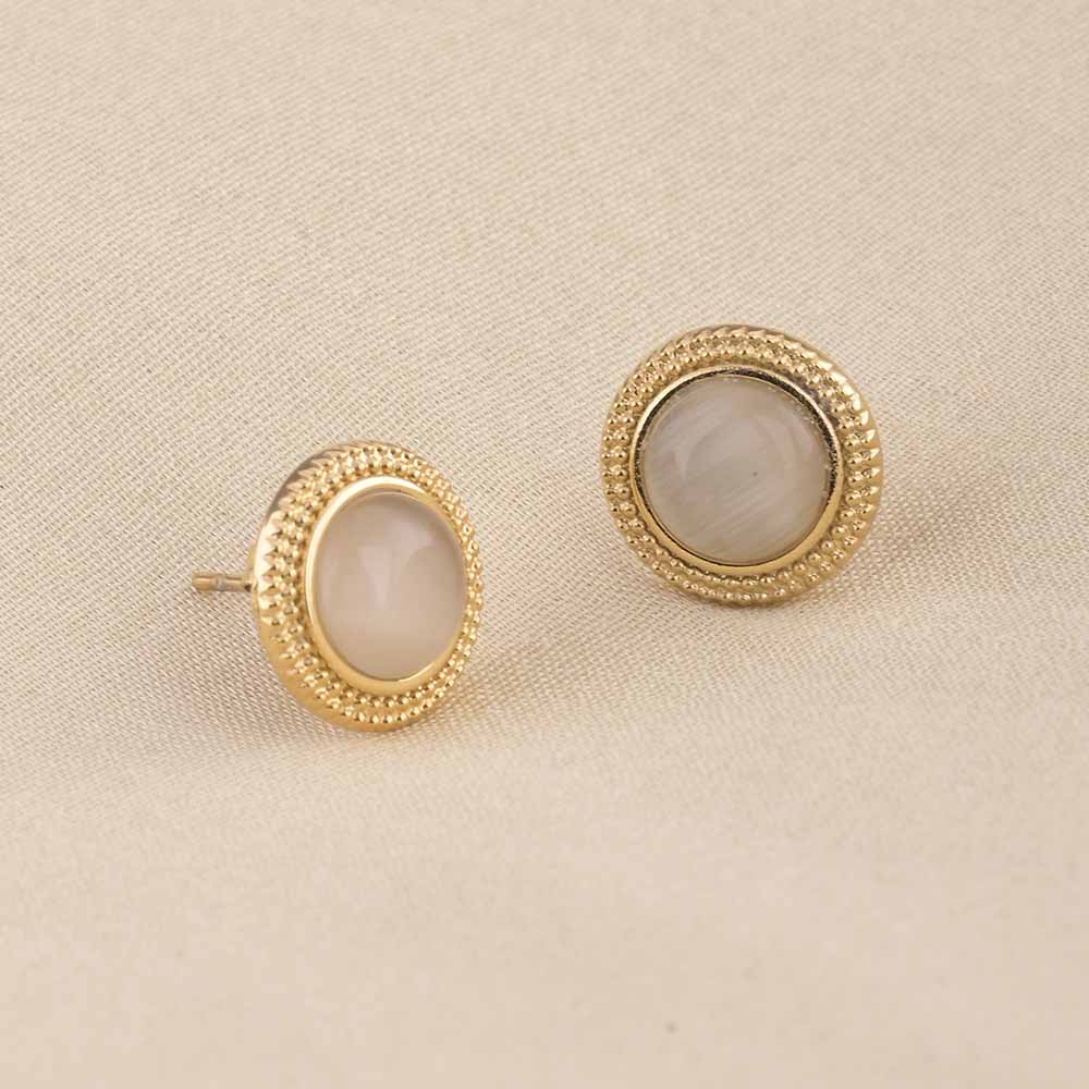 Circular White Gold Stud Earrings