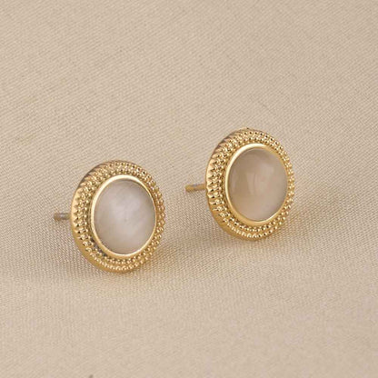 Circular White Gold Stud Earrings