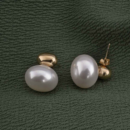 Pearl Gold Stud Earrings