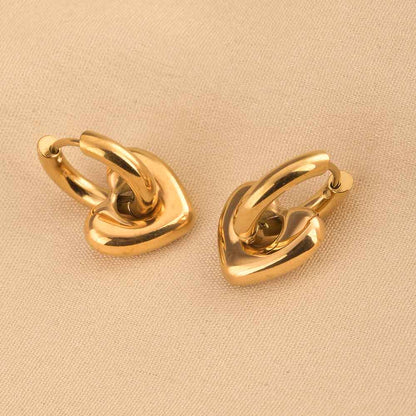 Chunky Small Bracelet & Gold Heart Hoop Earrings Combo Set