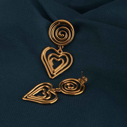 Swirling Hearts Gold Drop Earrings