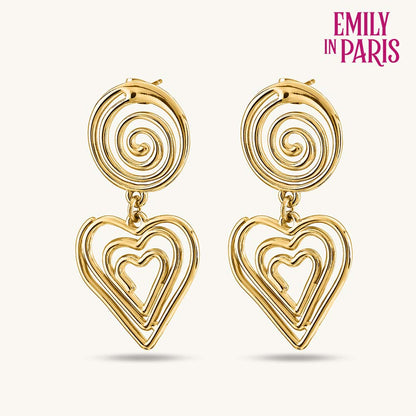 Swirling Hearts Gold Drop Earrings
