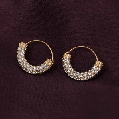 Stone Studded Gold Hoop Earrings