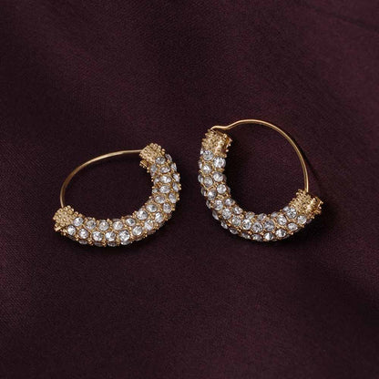 Stone Studded Gold Hoop Earrings
