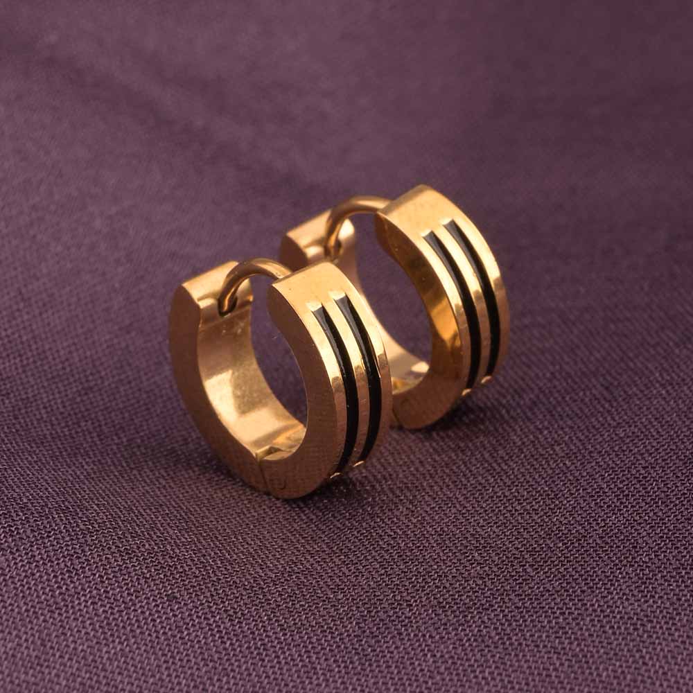 Minimal Black and Gold Hoop Earrings