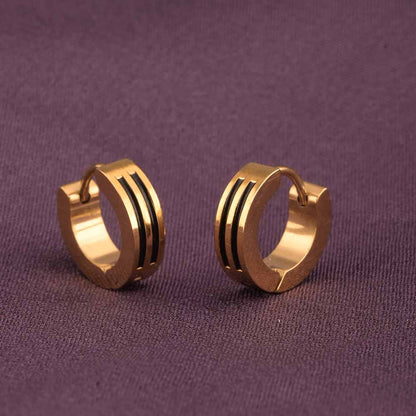 Minimal Black and Gold Hoop Earrings