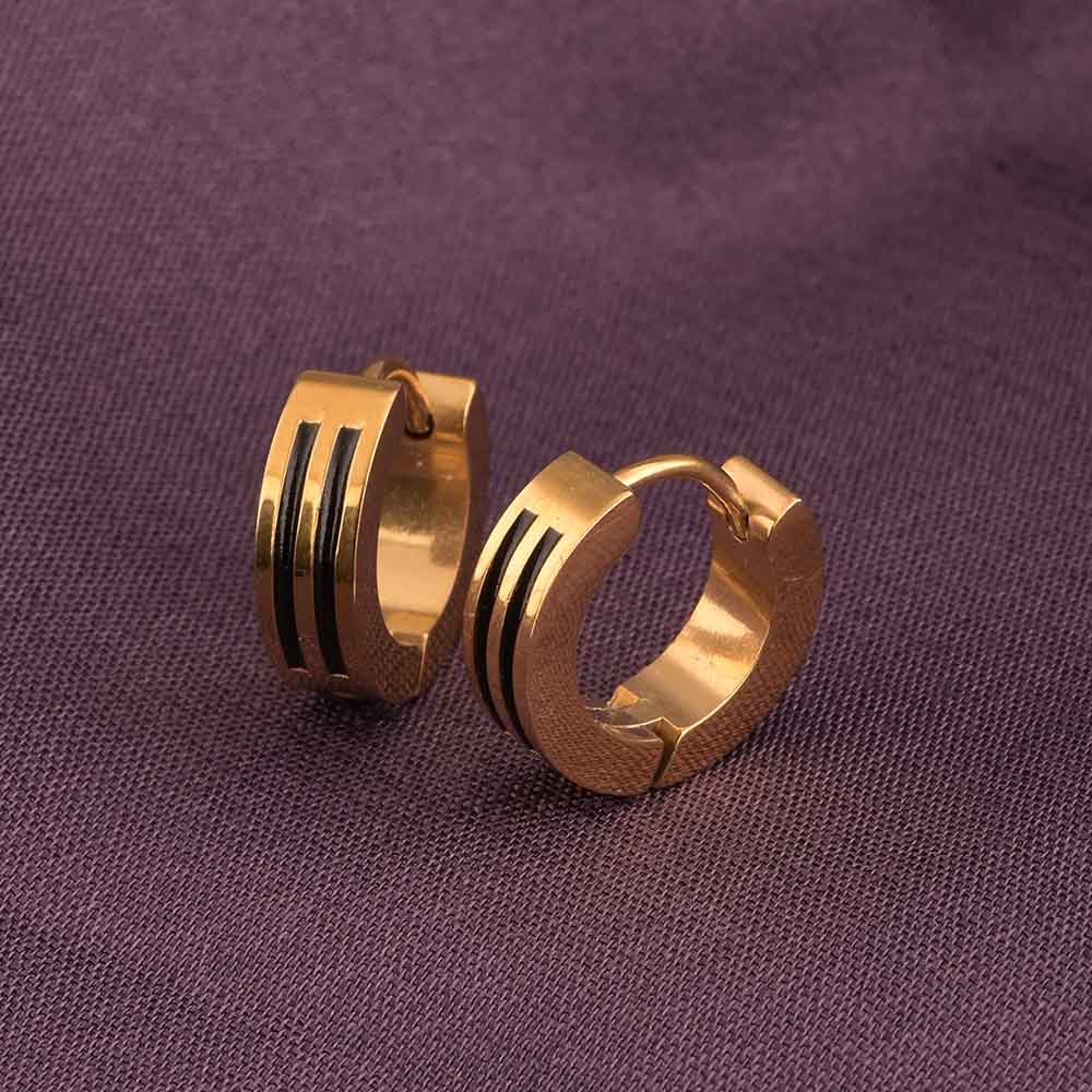 Minimal Black and Gold Hoop Earrings