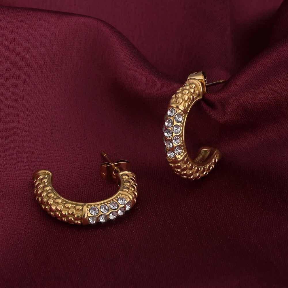 Zircon Encrusted Hoop Earrings