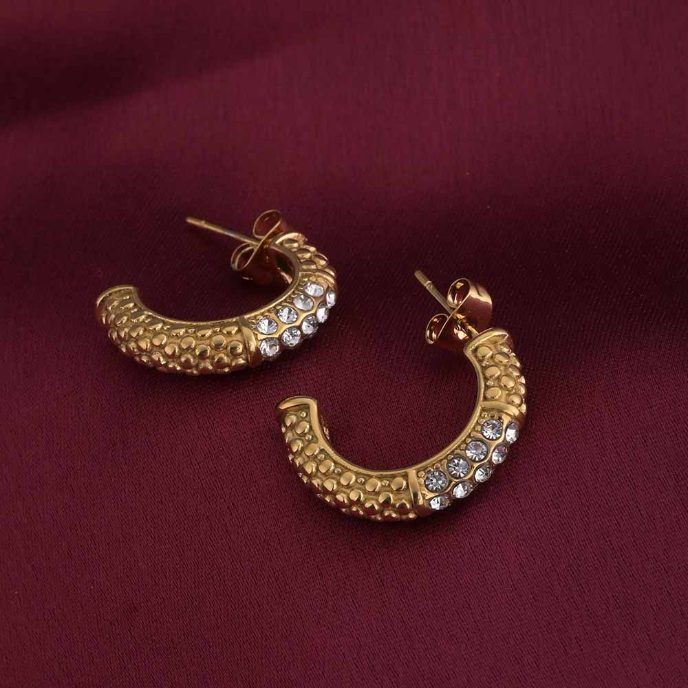 Zircon Encrusted Hoop Earrings