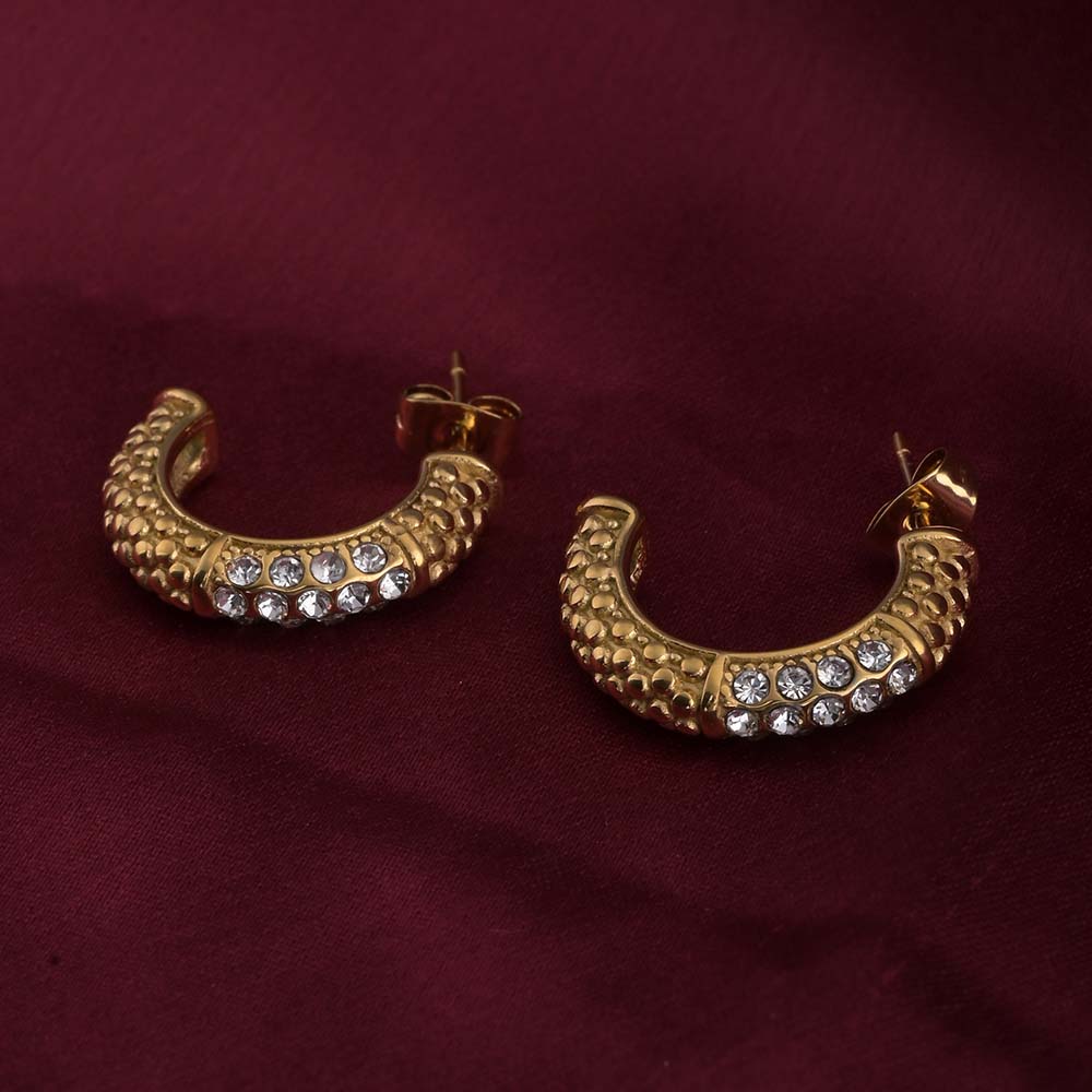Zircon Encrusted Hoop Earrings
