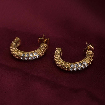 Zircon Encrusted Hoop Earrings