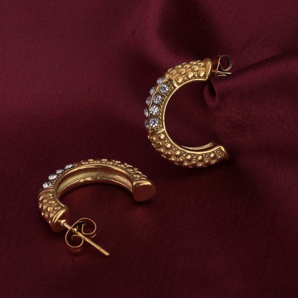 Zircon Encrusted Hoop Earrings