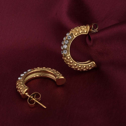 Zircon Encrusted Hoop Earrings
