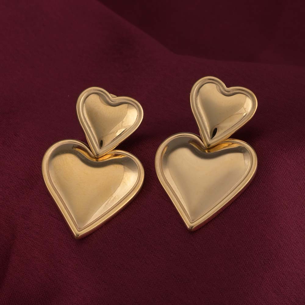 Gold Hearts Drop Earrings