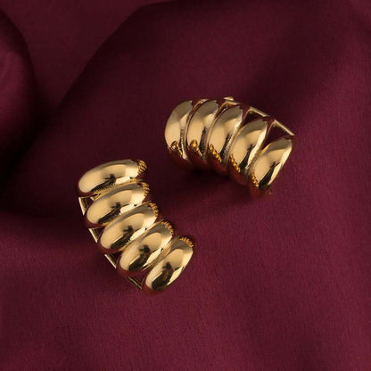Striped Gold Stud Earrings