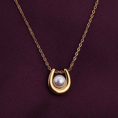 Pearl Embellished U Necklace
