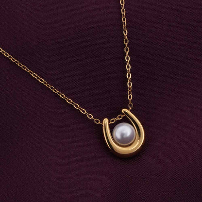 Pearl Embellished U Necklace