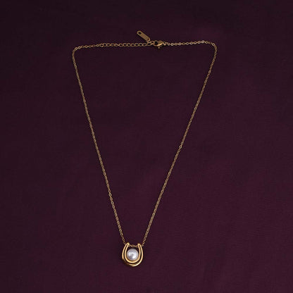 Pearl Embellished U Necklace
