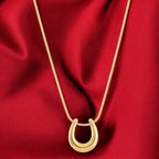 Elegant Gold Crescent Pendant Necklace