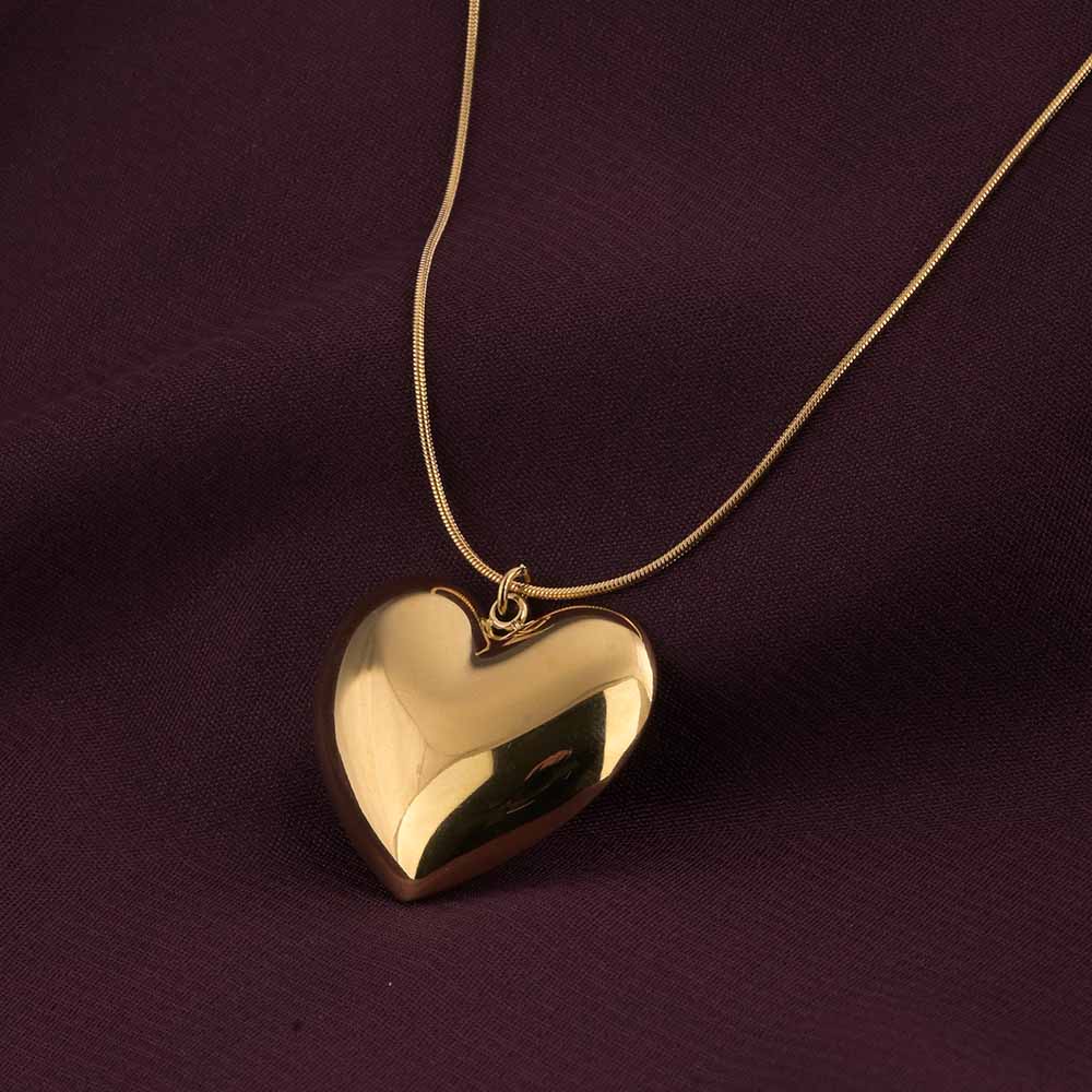 Heart Pendent Gold Chain Necklace Love Gift set