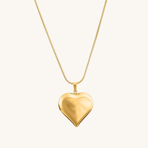 Heart Pendent Gold Chain Necklace Love Gift set
