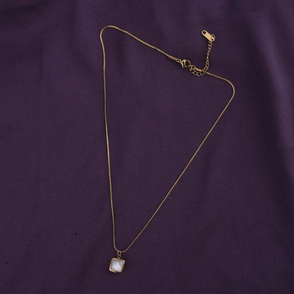 Square Pendent Gold Chain Necklace