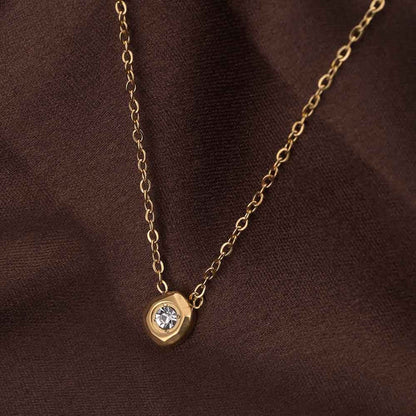 White Gemstone Gold Chain Necklace & Solitary Spark Bracelet Combo Set