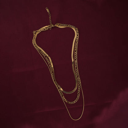 Triple Strand Layered Gold Necklace
