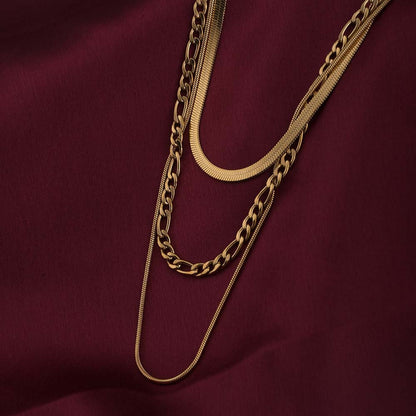 Triple Strand Layered Gold Necklace