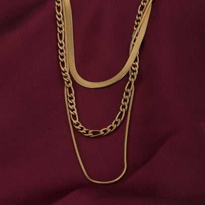Triple Strand Layered Gold Necklace