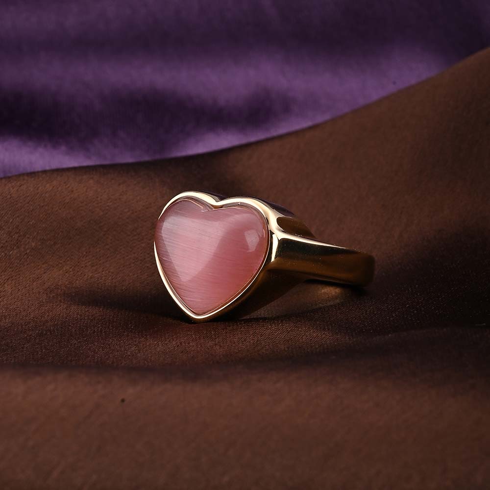 Bold Pink Stone Heart Ring