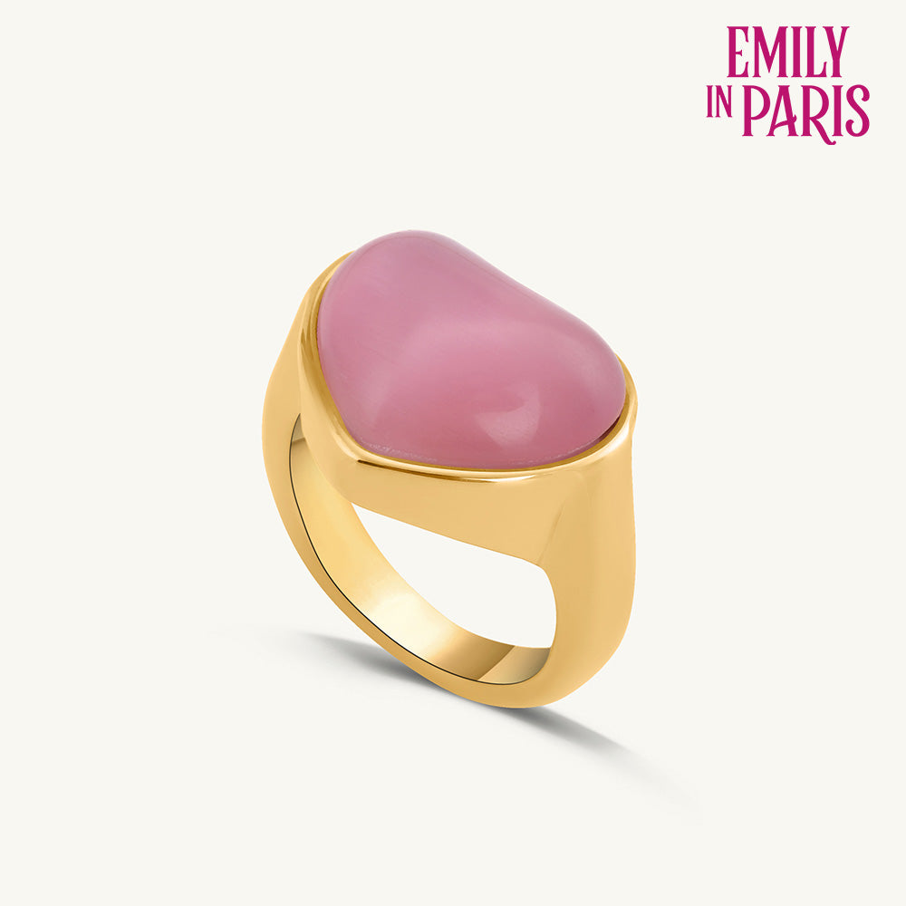Bold Pink Stone Heart Ring