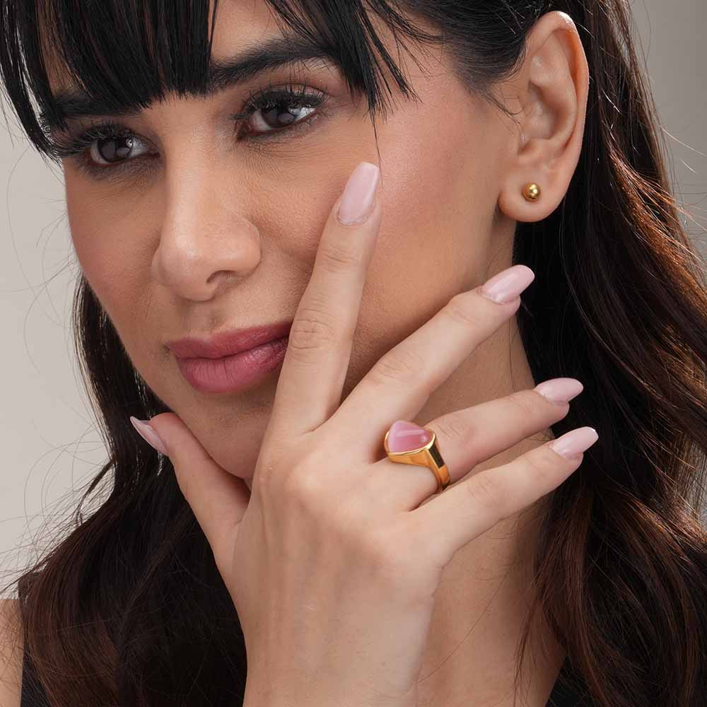 Bold Pink Stone Heart Ring