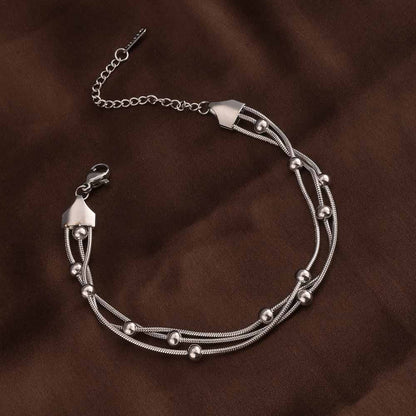 Sleek Silver Bead Bracelet