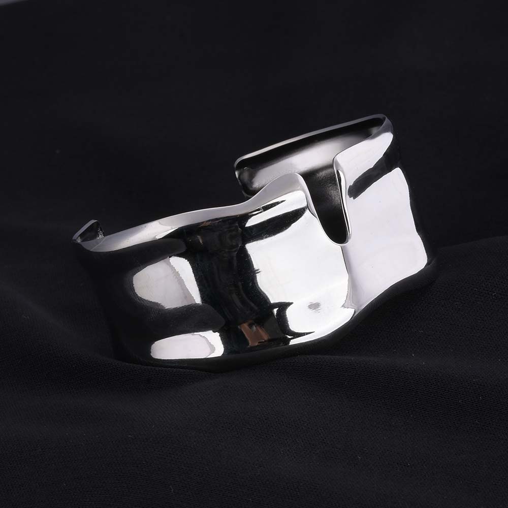 Crimped Silver Kada Bracelet