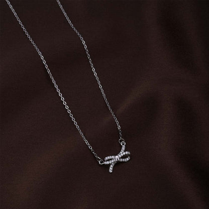 Zircon-Studded Knot Necklace | Silver