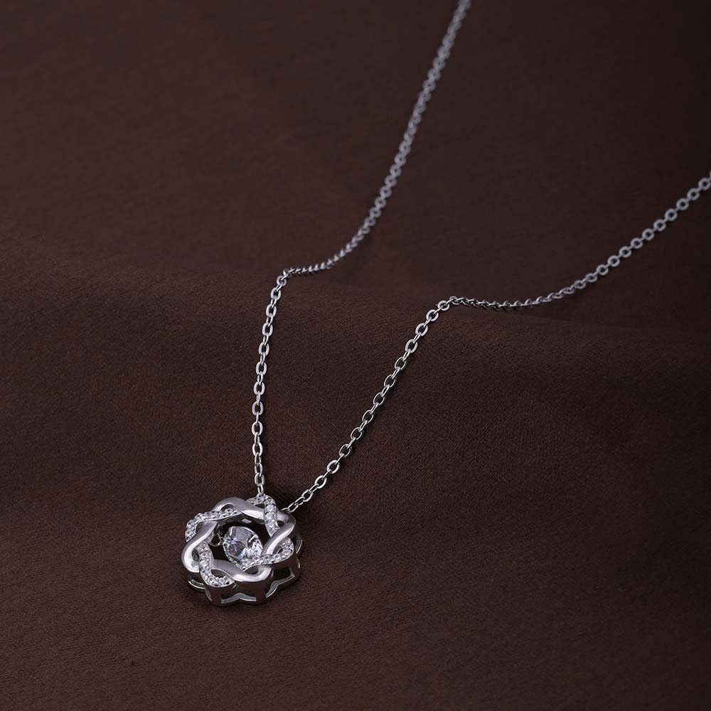 Bejeweled Flower Necklace | Silver