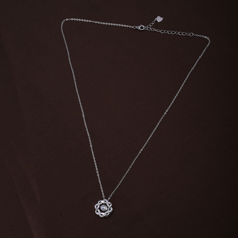 Bejeweled Flower Necklace | Silver