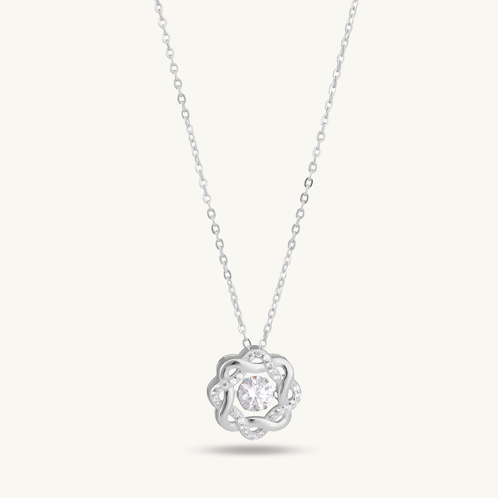 Bejeweled Flower Necklace | Silver