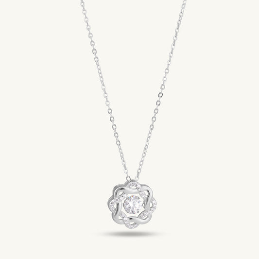 Bejeweled Flower Necklace | Silver