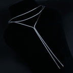 Detailed Long Linked Silver Chain Necklace