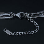 Detailed Long Linked Silver Chain Necklace