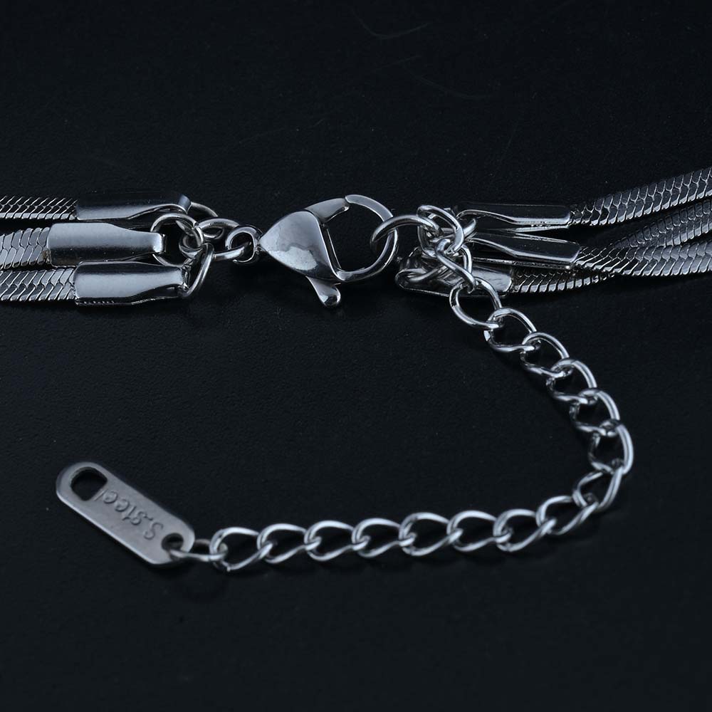 Detailed Long Linked Silver Chain Necklace