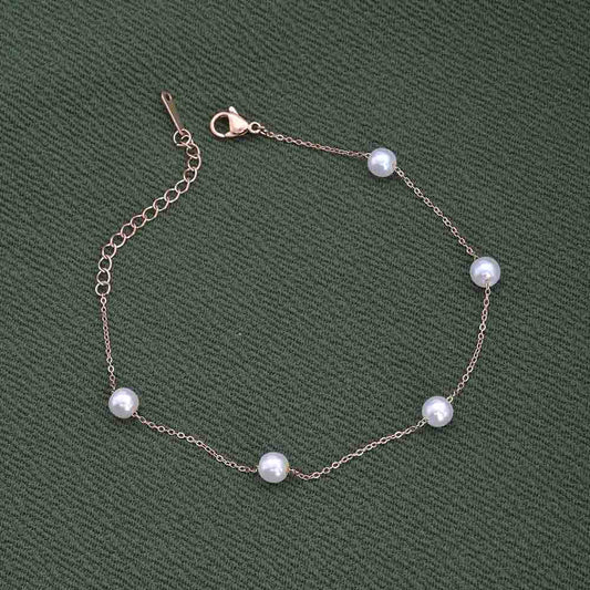 Rose-Gold Pearl Anklet