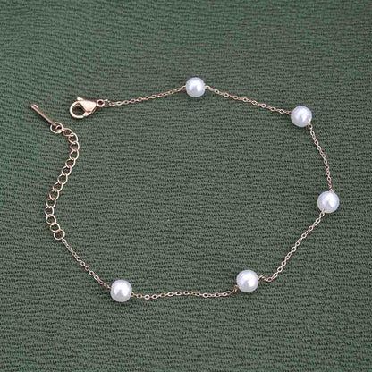 Rose-Gold Pearl Anklet